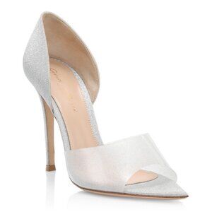 Gianvito Rossi Bree Glass Glitter Silver Pumps